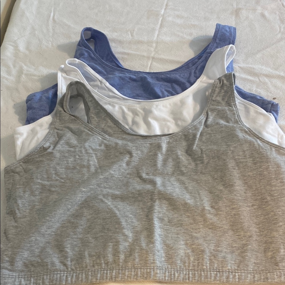 Fruit of the Loom Gray,White,blue comfort bras. Set of 3, size 44 NWOT